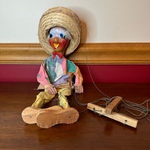 Vintage 14" Wooden Doll Mexican Man Marionette String Entertainment Hand Puppet